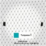 Velo de rejilla  con motas  color turquesa, de 23 cm
