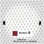 Velo de rejilla  con motas  color Burdeos, de 23 cm