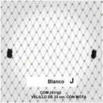 Velo de rejilla  con motas  color blanco, de 23 cm