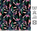 Techno-peach negro  con flores rosa, fucsia, morado y verde 