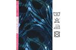 Tejido techno peach con estampado abstracto en tonos de azul