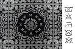 Viscosa negra con cuadros, mandalas cachemiras y  paisley blancos 