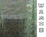 Encaje verde agua bordado en oro con blondas recortables