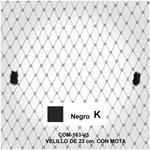 Velo de rejilla  con motas  color negro, de 23 cm.
