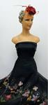 Organza color negro bordada con flores