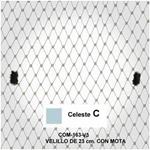 Velo de rejilla  con motas celeste , de 23 cm