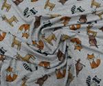 Felpa gris  de tricot  de punto con estampado de animalitos