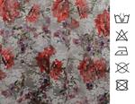 Encaje Chantilly blanco  y flores rojas, malvas y ocres