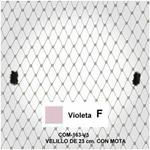 Velo de rejilla  con motas  color violeta, de 23 cm