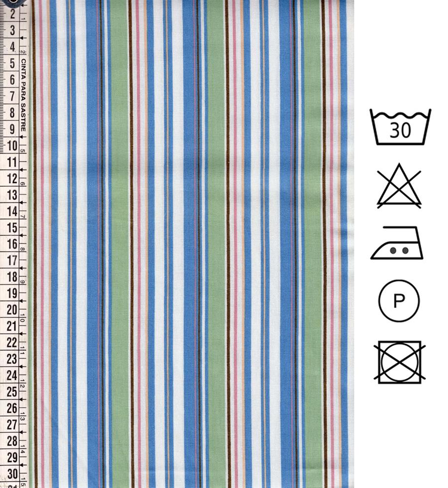 Popelín estampado con rayas multicolor