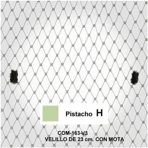 Velo de rejilla  con motas  color verde pistacho, de 23 cm