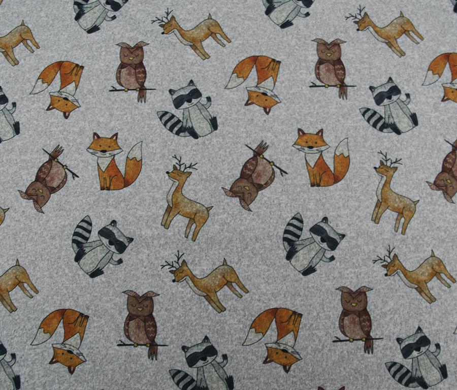 Felpa gris  de tricot  de punto con estampado de animalitos