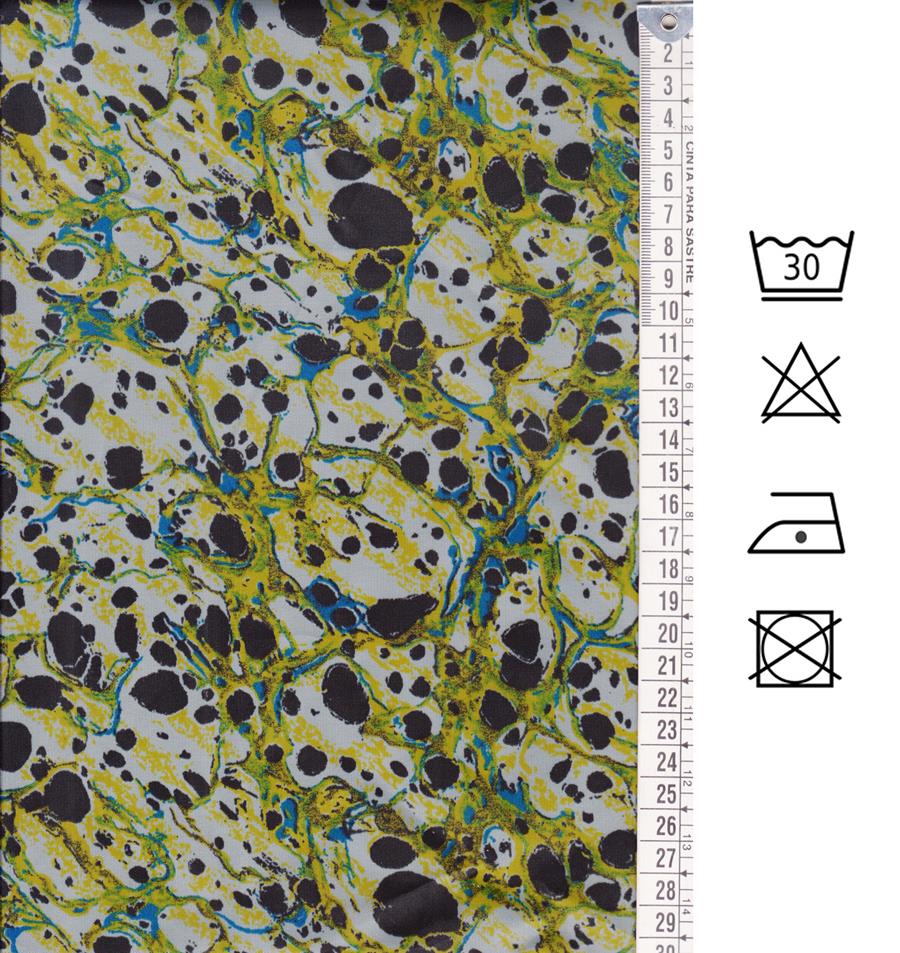 Tejido estampado shantung tonos verdes y azules