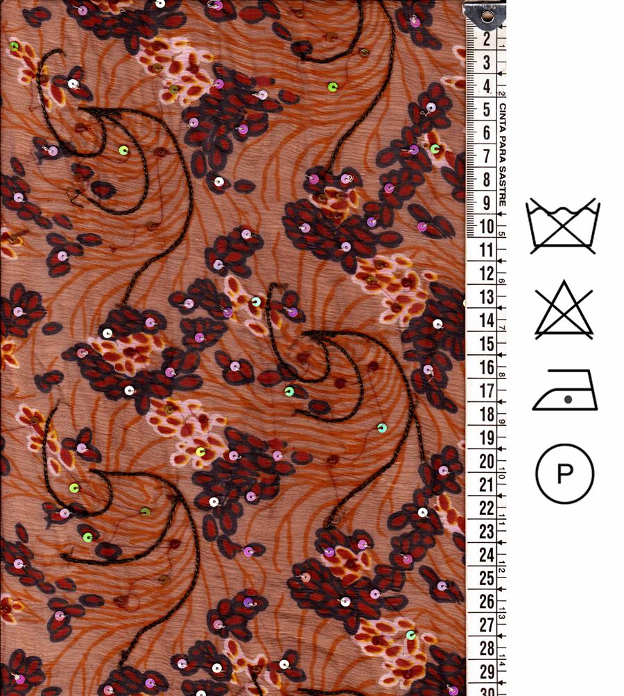 Chiffón  con estampado de floresy lentejuelas 