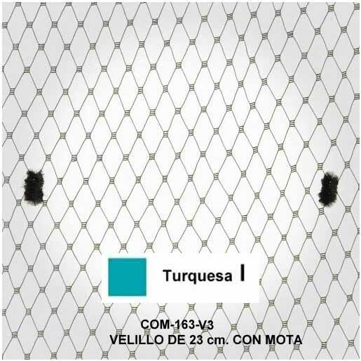 Velo de rejilla  con motas  color turquesa, de 23 cm