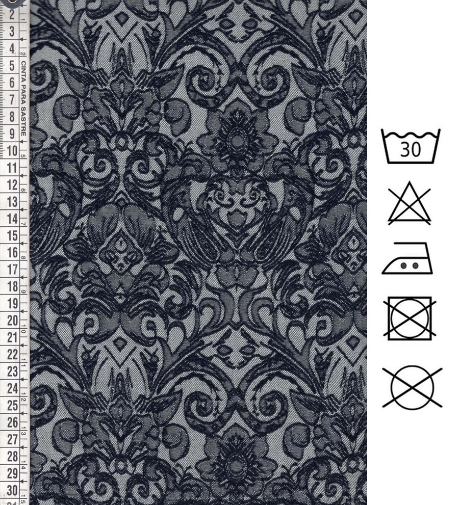 Jacquard denim gris con motivo floral