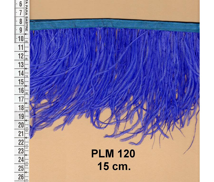 Fleco de plumas de avestruz azul violáceo