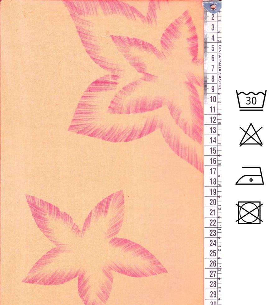 Georgette naranja con estampado de flores rojizas