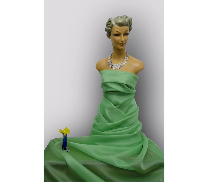 Organza de seda color verde menta