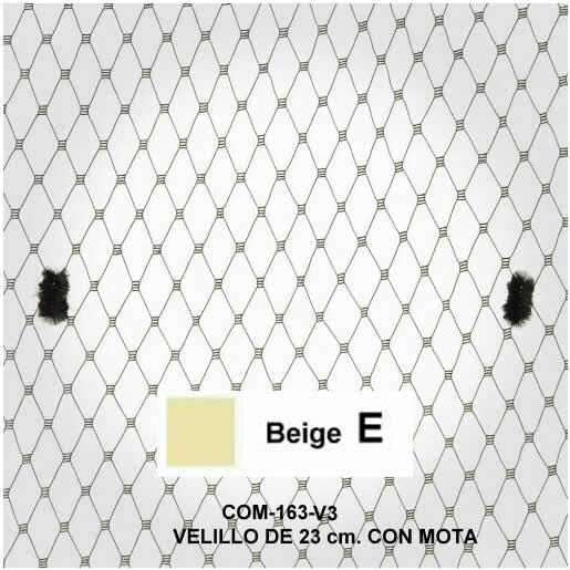 Velo de rejilla  con motas  color beige, de 23 cm