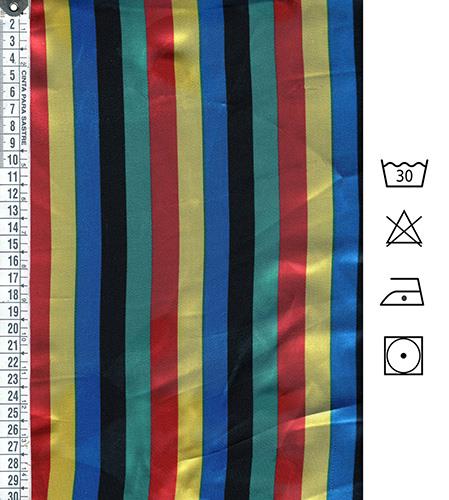 Raso con rayas de color amarillo, azul, rojo, verde y negro