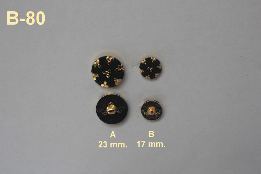 Botón joya negro y dorado