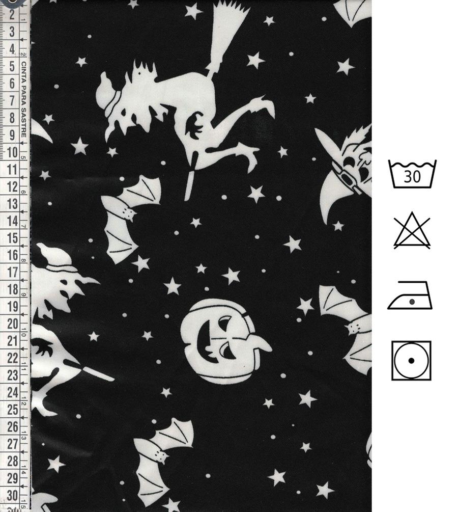 Raso negro   con estampado Halloween
