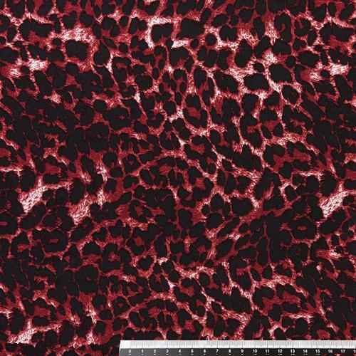Viscosa con estampado de leopardo en negro y tonos granate