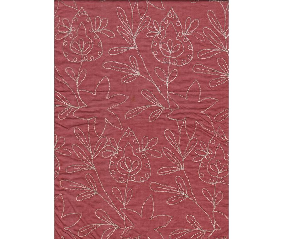 Pieza de algodón con bordado artesanal en hilo metálico dorado