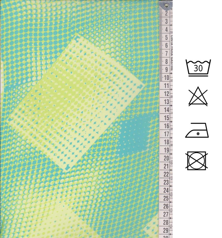 Gasa con estampado óptico verde jade y lima