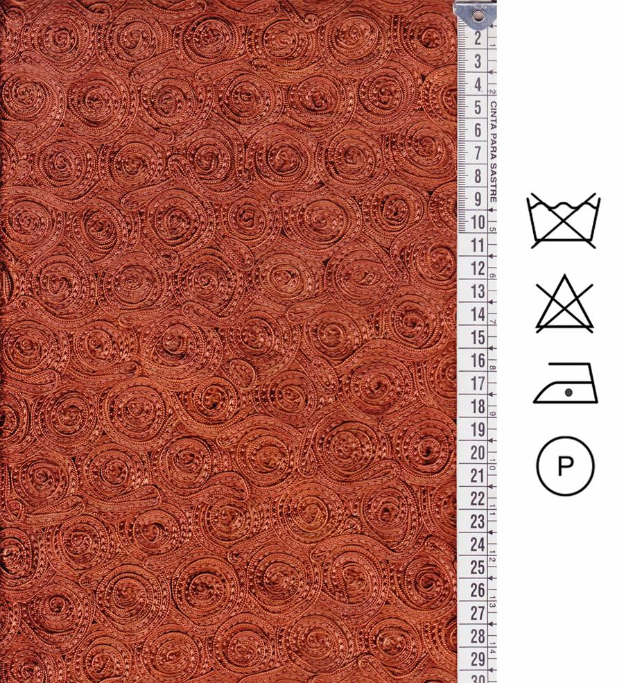 Organza de seda bordada con cinta de seda marrón habano