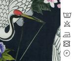 Viscosa estampada con garzas y floral japonés