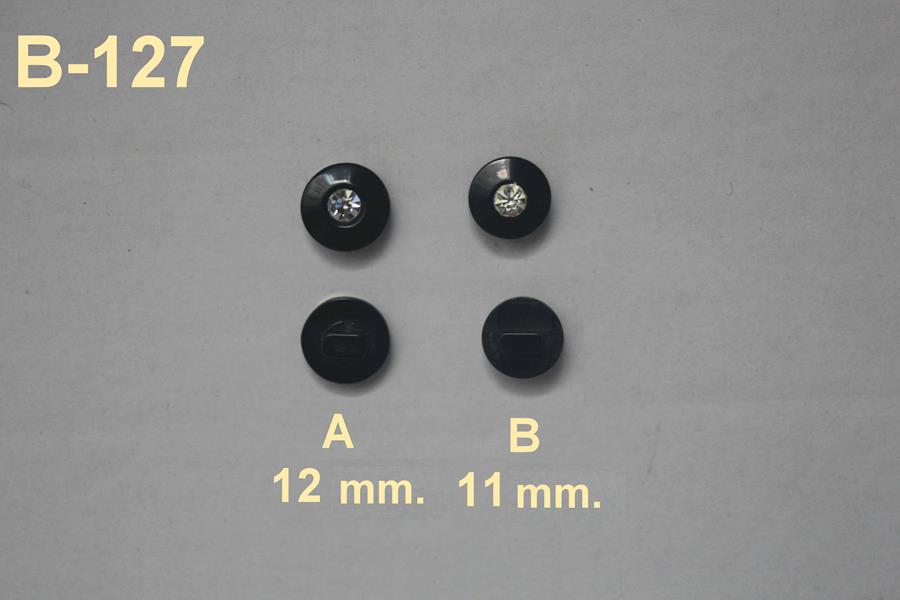 Botón imitación azabache negro con cristal en el centro
