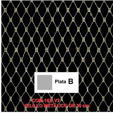 Velo de rejilla  color plata para tocados, de 30 cm. | COM-0162-V2B | Tejidos, telas, complementos, tocados,sombrerería, plumas, tiras, encajes, bordados, botones, moda.