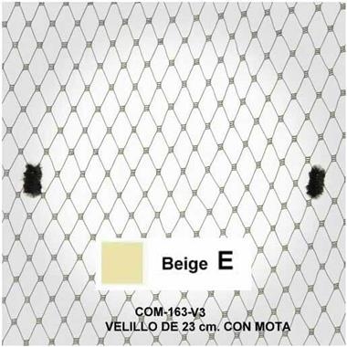Velo de rejilla con motas beige, de 23 cm | COM-0163-V3E | Tejidos, telas, complementos, tocados,sombrerería, plumas, tiras, encajes, bordados, botones, moda.