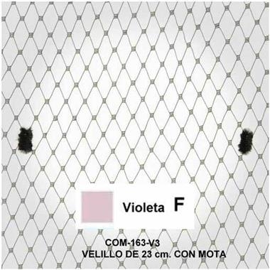 Velo de rejilla con motas violeta, de 23 cm | COM-0163-V3F | Tejidos, telas, complementos, tocados,sombrerería, plumas, tiras, encajes, bordados, botones, moda.