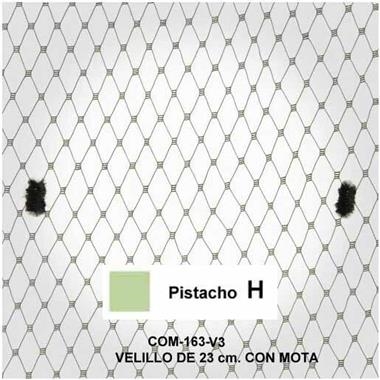 Velo de rejilla con motas verde pistacho, de 23 cm | COM-0163-V3H | Tejidos, telas, complementos, tocados,sombrerería, plumas, tiras, encajes, bordados, botones, moda.