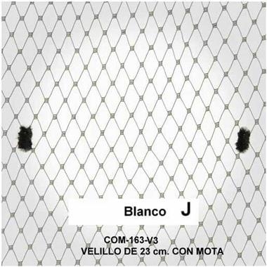 Velo de rejilla con motas blanco, de 23 cm  | COM-0163-V3J | Tejidos, telas, complementos, tocados,sombrerería, plumas, tiras, encajes, bordados, botones, moda.