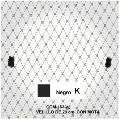 Velo de rejilla con motas negro, de 23 cm.  | COM-0163-V3K | Tejidos, telas, complementos, tocados,sombrerería, plumas, tiras, encajes, bordados, botones, moda.