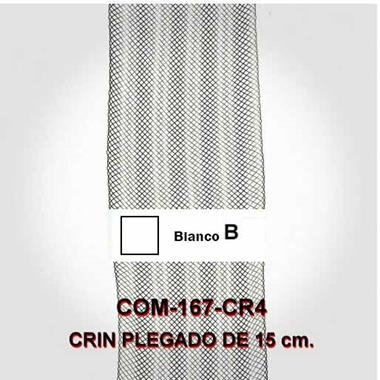 Crin plegado blanco de 15 cm. | COM-0167-CR4B | Tejidos, telas, complementos, tocados,sombrerería, plumas, tiras, encajes, bordados, botones, moda.