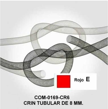 Crin tubular rojo de 8 mm. | COM-0169-CR6E | Tejidos, telas, complementos, tocados,sombrerería, plumas, tiras, encajes, bordados, botones, moda.