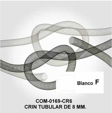 Crin tubular blanco de 8 mm. | COM-0169-CR6F | Tejidos, telas, complementos, tocados,sombrerería, plumas, tiras, encajes, bordados, botones, moda.