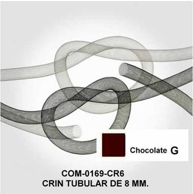 Crin tubular marrón chocolate de 8 mm. | COM-0169-CR6G | Tejidos, telas, complementos, tocados,sombrerería, plumas, tiras, encajes, bordados, botones, moda.
