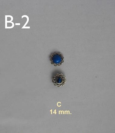 Botón semiesférico color azulina con filigrana dorada (14 mm) | B2C | Tejidos, telas, complementos, tocados,sombrerería, plumas, tiras, encajes, bordados, botones, moda.