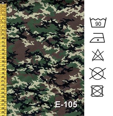 Popelín microfibra de camuflaje verde | E0105 | Tejidos, telas, complementos, tocados,sombrerería, plumas, tiras, encajes, bordados, botones, moda.