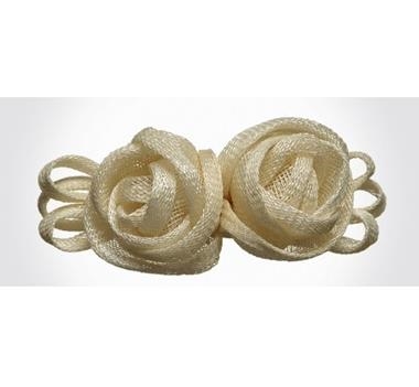 Flor doble de sinamay con lacitos | FS002 | Tejidos, telas, complementos, tocados,sombrerería, plumas, tiras, encajes, bordados, botones, moda.