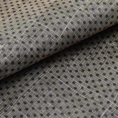 Sinamay  con lunares negros pequeños | TS-13 | Tejidos, telas, complementos, tocados,sombrerería, plumas, tiras, encajes, bordados, botones, moda.