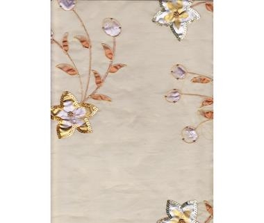 Pieza de organza de seda color  beige tostado pintado y bordado con flores | 558 | Tejidos, telas, complementos, tocados,sombrerería, plumas, tiras, encajes, bordados, botones, moda.