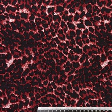 Viscosa con estampado de leopardo en negro y tonos granate  | E0115 | Tejidos, telas, complementos, tocados,sombrerería, plumas, tiras, encajes, bordados, botones, moda.