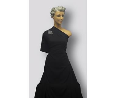 Georgette elástico negro | 0127 | Tejidos, telas, complementos, tocados,sombrerería, plumas, tiras, encajes, bordados, botones, moda.